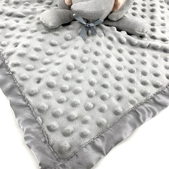 Gray Elephant Crinkle Ears Velour Baby Security Blanket Plush‎ Lovey Dot Minky - Picture 4 of 6